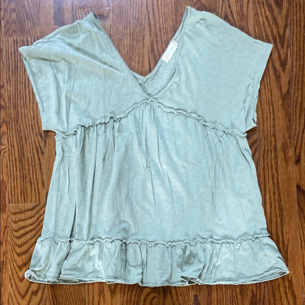 Altar'd State Sage Green Ruffle tunic Blouse